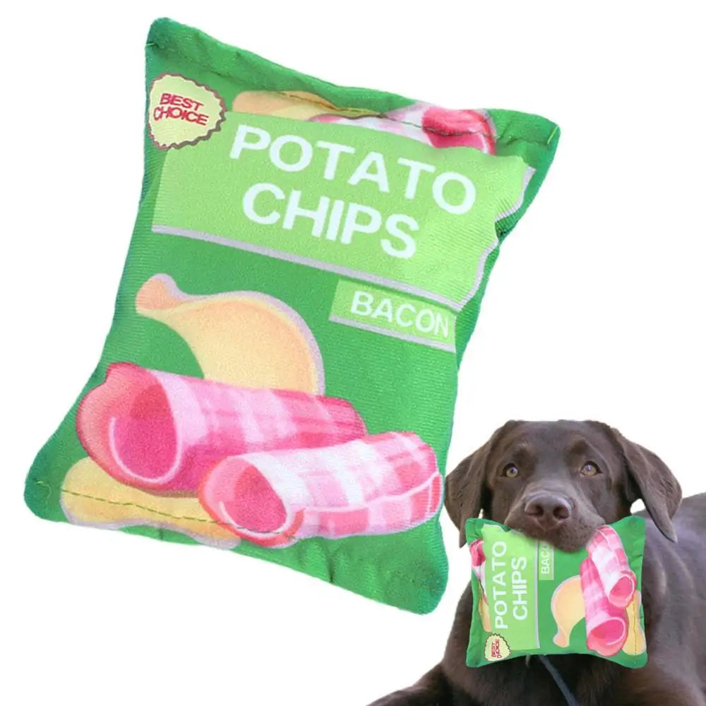 Dog Toy Potato Chip Bag Squeaky Snack Bag Dog Toy Molar Toy Snack Bag Dog Toy Interactive Plush Pet Toy Puppy Teething Toy