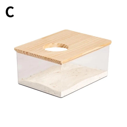 Hamster Golden Bear Sand Bath Box Acrylic Fully Transparent Large Pet Chinchilla Toilet Dual-Purpose Bath Sand Urine Sand Basin