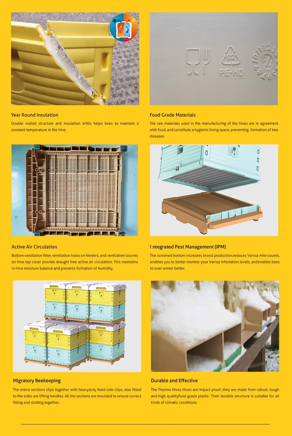Langstroth 3-Layer 10-Frame Thermo Plastic Bee Hives for Sale - Bee Hive Box - Beekeeping Equipment Wholesale - Beehive Supplies
