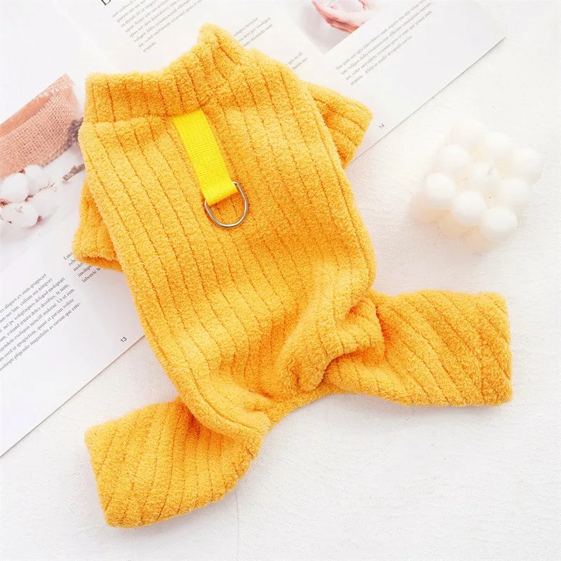 Winter Pet Clothes Dog Jumpsuit Fleece Dog Warm Coat Solid Soft Puppy Sweatshirt Chihuahua French Bulldog Costume Dog Pajamas