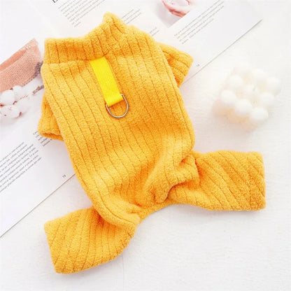 Winter Pet Clothes Dog Jumpsuit Fleece Dog Warm Coat Solid Soft Puppy Sweatshirt Chihuahua French Bulldog Costume Dog Pajamas