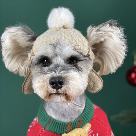 Antique Pet Dog Hat for Winter Fluffy New Year Wind Proof Cat Accessories Small Medium Puppy Head Wear Unisex Kitten Supplies