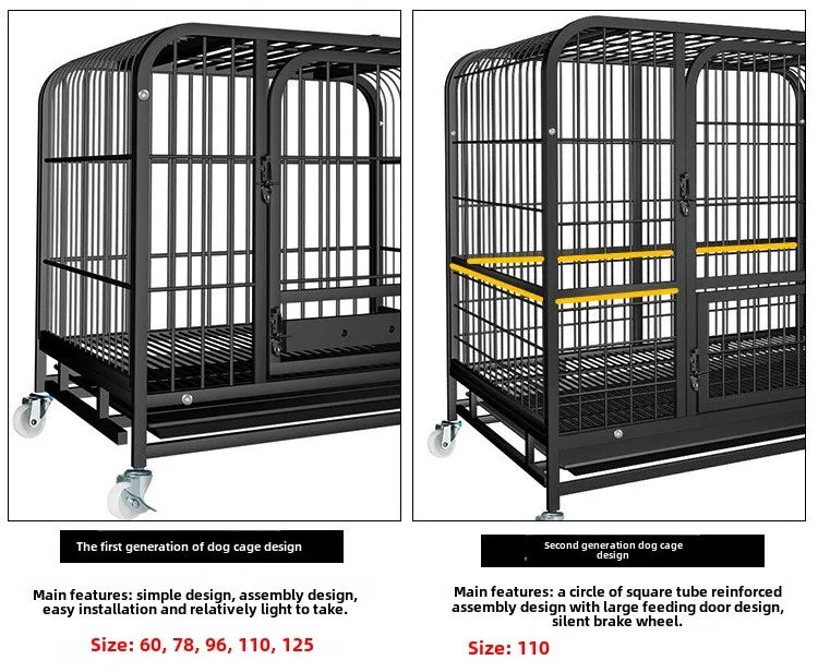 Dog Cage Small Medium Large Dog Square Tube Dog Cage Bold Iron Pet Dog Dog Cage Dog House Teddy Golden Retriever Supplies