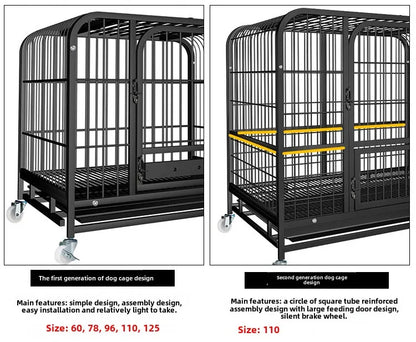 Dog Cage Small Medium Large Dog Square Tube Dog Cage Bold Iron Pet Dog Dog Cage Dog House Teddy Golden Retriever Supplies