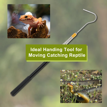 UXCELL Reptiles Amphibians Cleaning Tools Snake Hook Retractable Snake Catcher Snake Stick Snake Grabber Tool Black