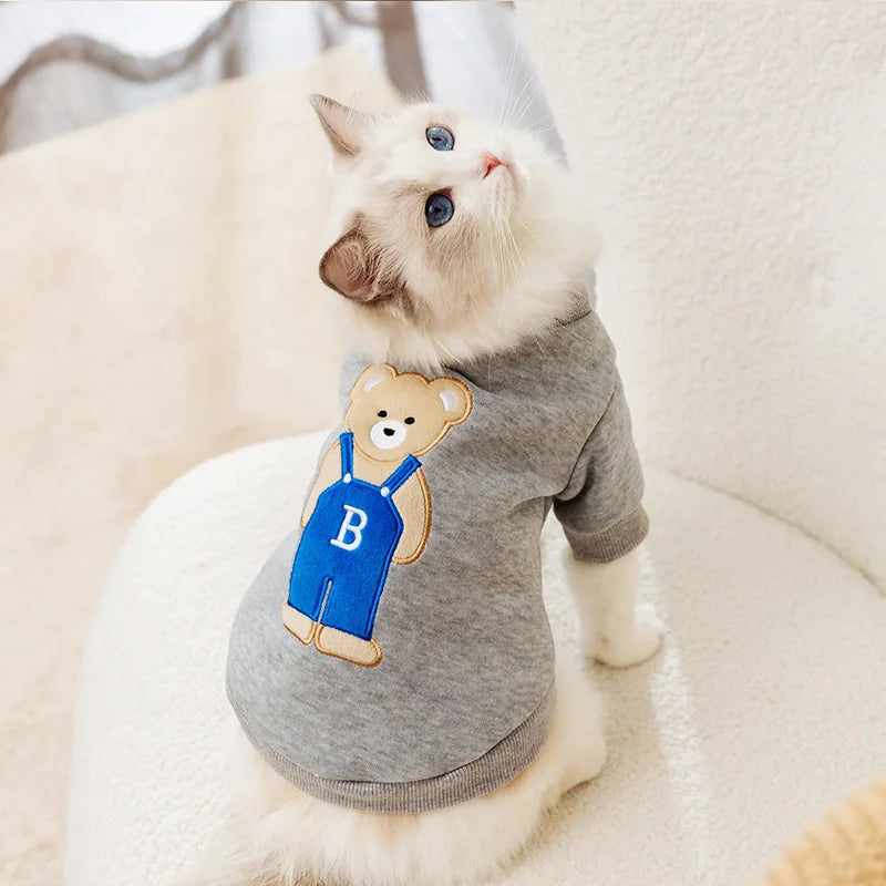 Cute Dog Clothes Bear Letter Print Pet Dog Hoodies Puppy Warm Coat Autumn Winter Dog Sweatshirt Chihuahua Apparel Cat Dlothing