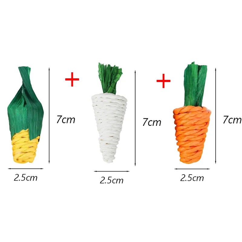Natural Paper Rope Rabbit Puzzle Toy Grass Weaving Radish Carrot Shape Pet Accessories Guinea Pig Chinchillas Small Animals Toys
