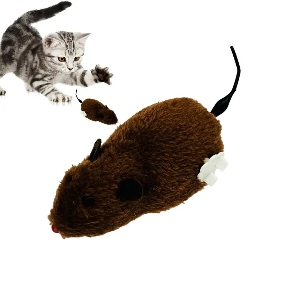Cat Mice Toys Wind up Indoor Cat Plush Mouse Hunting Toy Plush Mice Pet Toys Clockwork Mouse Running Toy Realistic Mouse