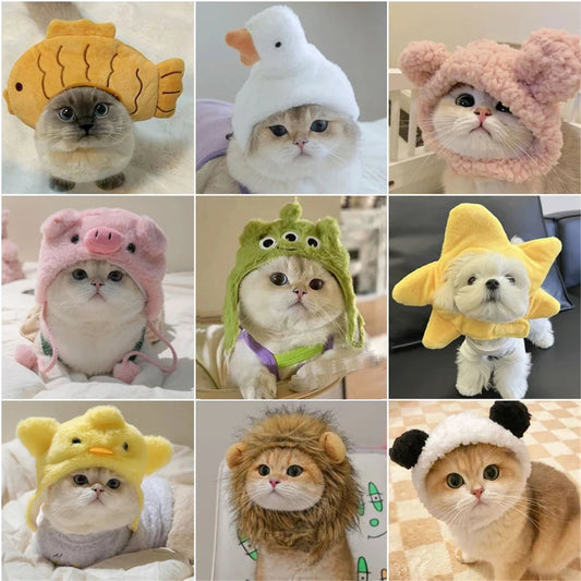 Personalized Animal Small Dog Hat Warm New Year Cosplay Accessories for Cats Snapper Bear French Bulldog Pet Supplies Head Gear
