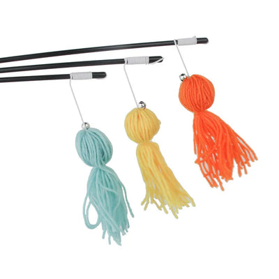 Cat Toy Cat Teaser Sticks Wool Ball Cat Teaser Stick Cat Toy Cat Teaser Ball Cat Interaction Self Hi Nibbling Pet Supplies