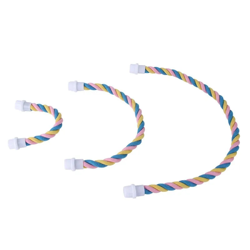 Pet Bird Bite Toys Parrot Color Cotton Rope Toys Elastic Parrot Climbing Toys Sturdy Bird Swing Harness Cage Pet Toy Swing Stand