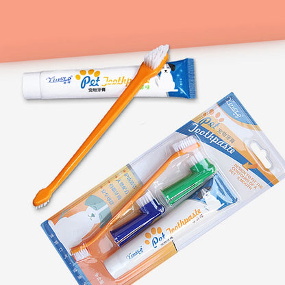 Pet toothbrush four piece set, dog toothbrush set, pet cleaning supplies, pet toothpaste