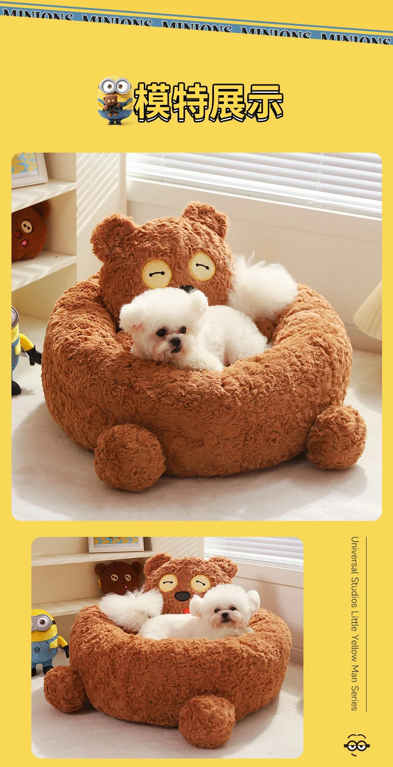 Minions joint series TIM bear pet litter cat litter winter warm kennel small dog teddy pet supplies