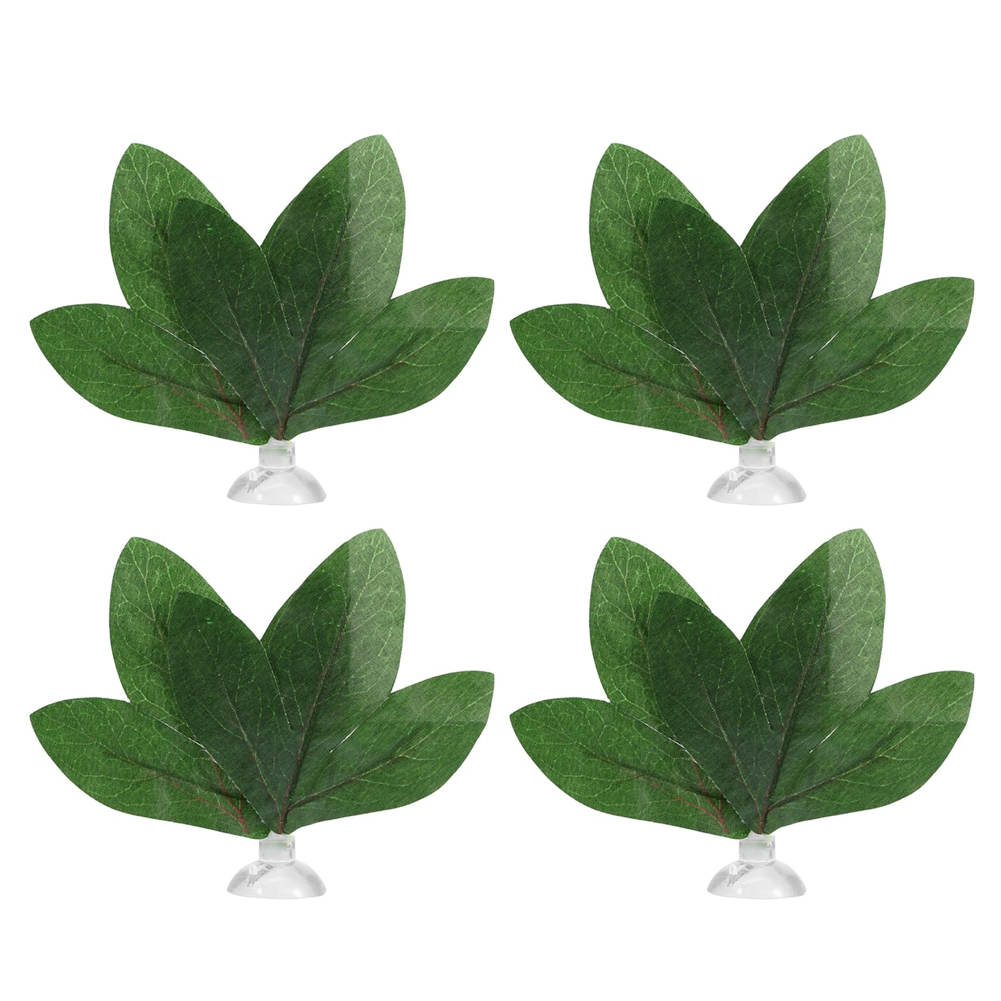 UXCELL 2/4 Pcs Aquarium Artificial Plastic Plants Betta Fish Leaf Pad with Suction Cup Betta Bed Leaf Hammock Resting Hide Decor