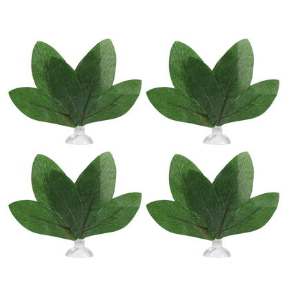 UXCELL 2/4 Pcs Aquarium Artificial Plastic Plants Betta Fish Leaf Pad with Suction Cup Betta Bed Leaf Hammock Resting Hide Decor