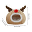Christmas Winter Cat Cave Bed Dog Tent Christmas Reindeer Tent Washable Removable Cushion for Indoor Small Dogs And Cats