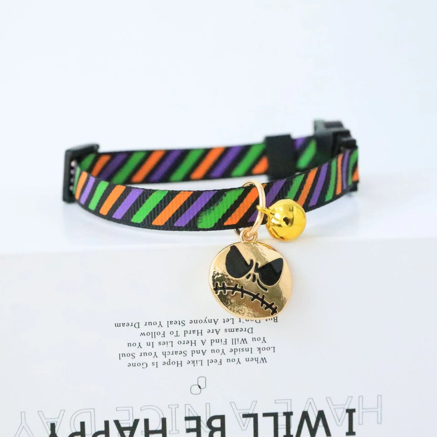 Funny Cosplay Collar Accessories for Dogs Scary Halloween Printing Ghost Pumpkin Pet Neck Wear Ring Bell Cartoon Cat Necklace