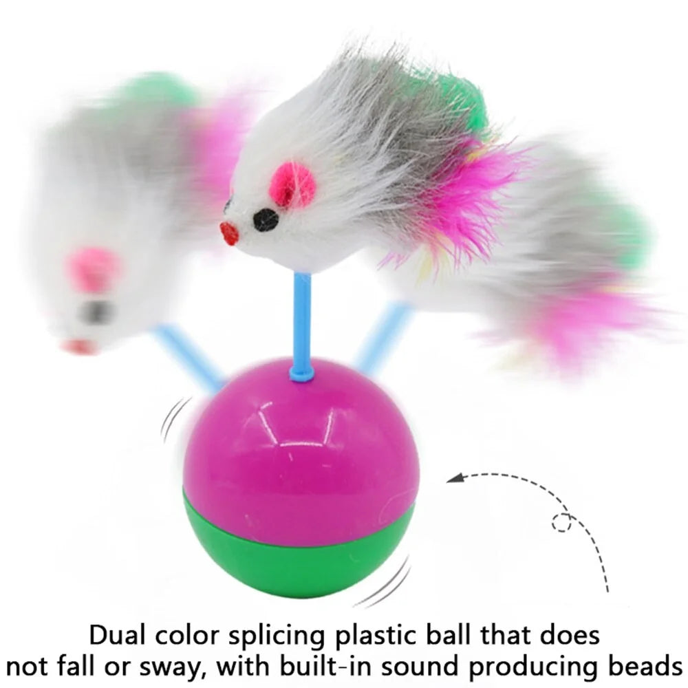 Pet Durable Colorful Feather Mimi Favorite Fur Mouse Tumbler Kitten Cat Toys Play Balls For Catch Cats Supplies 2PCS