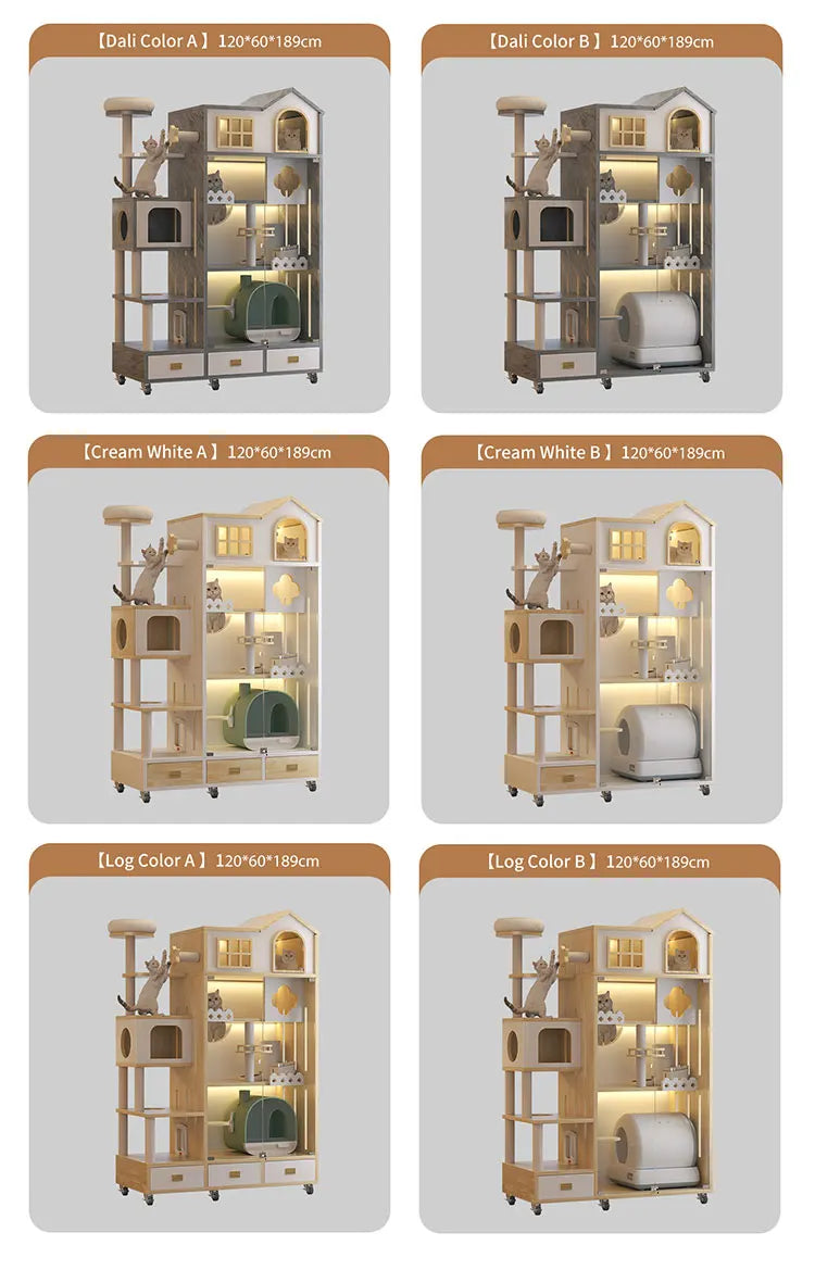 Excellent Quality Pet Furniture with Wheels Movable Animal Cages Cat Villa Fashion Wooden Dog House