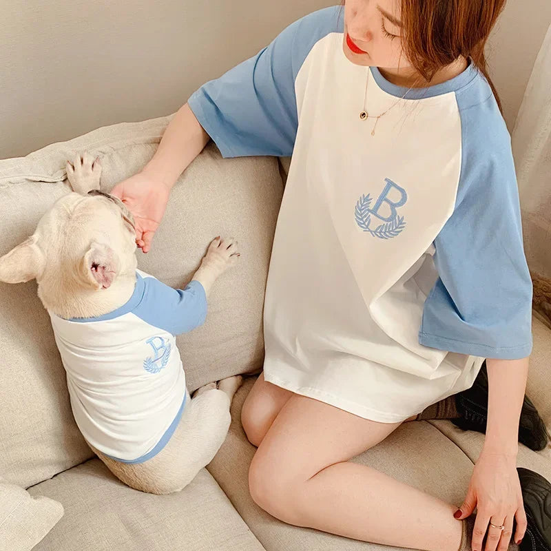 Dog Vest  Dog Shirts for Dogs  Dog Costume  Dog Clothes Parent-child Wear Spring and Summer Embroidery Four Colors