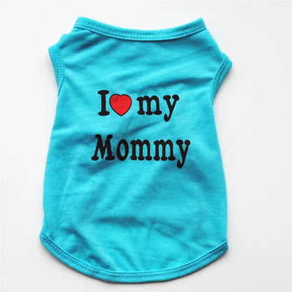 Small Dog Clothes Soft Cotton Puppy Shirt Classic Daddy Mommy Printed T-shirt Pet Vest Clothing for Cats Chihuahua Dog Apparel