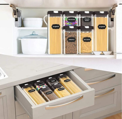 7pcs/set Food Storage Containers Plastic with Lids Kitchen Storage for Rice Sugar Flour Pasta Cereal Storage Containers