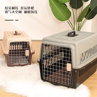 Pet air box, cat and dog car trunk cage, large medium and small cats and dogs can carry the checked box when they go out