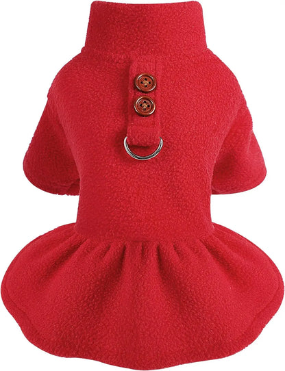 Thermal Fleece Dog Dress for Small Dogs Girl Winter Dog Sweater Puppy Clothes Chihuahua Yorkie Teacup Pet Outfit Cat Apparel