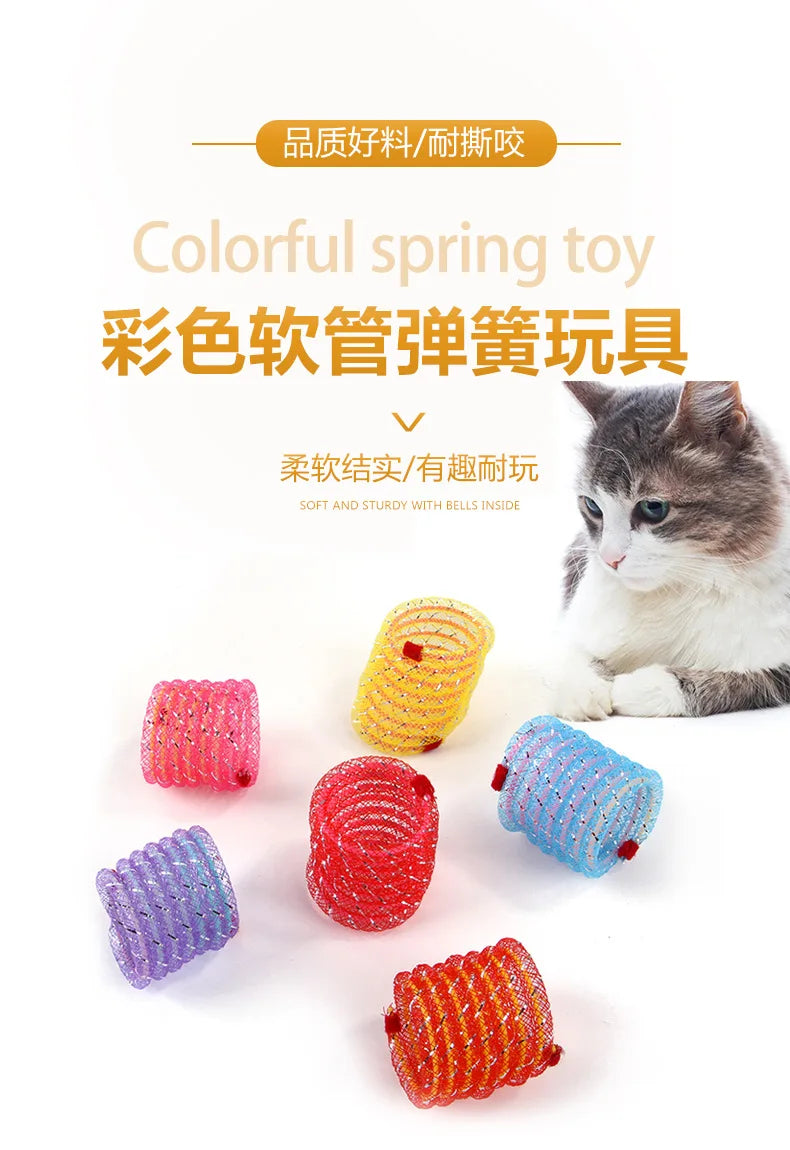 Kitten Cat Toys Interactive Cat Spring Toy Colorful Springs Cat Pet Toy Coil Spiral Springs Pet Products for Cats