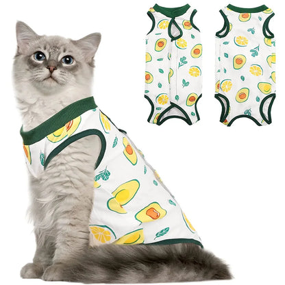 Cat Recovery Suit Kitten Suit E-Collar Alternative for Cats Puppies Small Dogs Abdominal Skin Anti Licking Pajamas Pet Clothing
