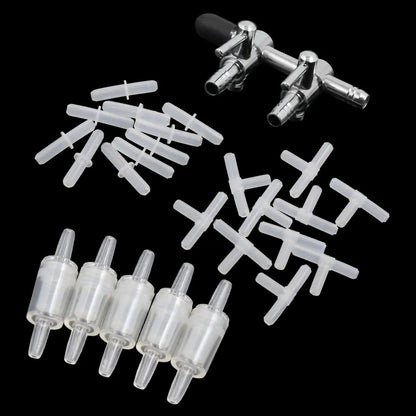 UXCELL Aquarium Air Bubble Stone Aerator Check Valve Fish Tank Pump Hydroponic Oxygen Plate Air Pump Accessories Tools Parts Set
