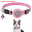 Dog Collar with Leather AirTag Holder, Soft Reflective Pet Tracker Collar with Bell, Adjustable GPS Anti-Lost Collars for Puppy