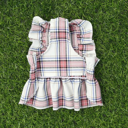 Plaid Dog Dress Cute Princess Dresses Cat Plaid Vest Small and Medium-sized Pet Clothing Classical Style Printed Pattern Clothes