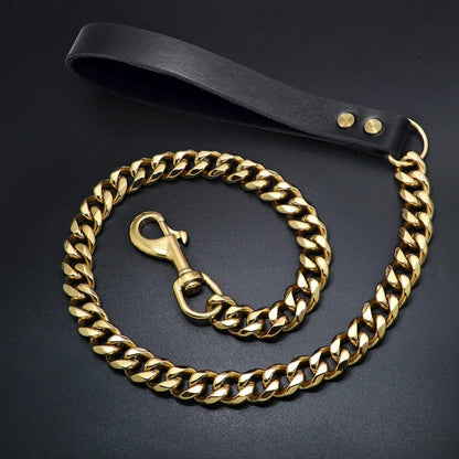 19mm Durable Stainless Steel Dog Leash Training Collar for Medium and Large Dogs Pitbull Gold and Silver Chain Lead