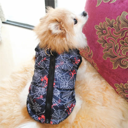 Windproof Pet Vest Jacket Winter Warm Big Dog Clothes Puppy Harness Clothing Funny Printed Coat for Small Medium Dogs Cats XS-XL