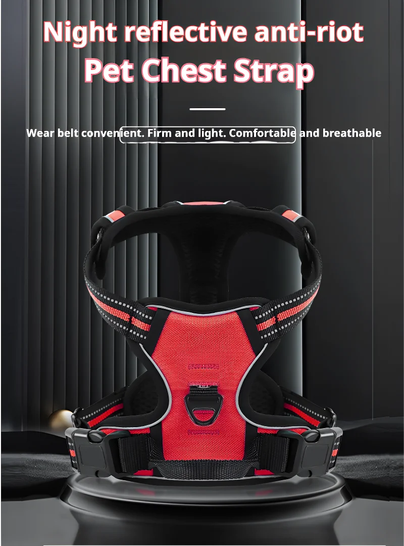 Pet dog chest back anti impact reflective vest style chest back large medium cat dog chest back traction rope set dog harness