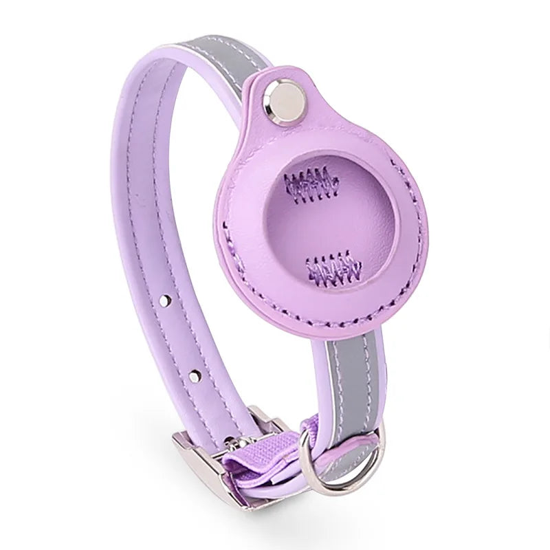 Adjustable Leather Pet Collar for Apple Airtag, Location Tracker, Dog, Cat, Anti-lost, Reflective Protection Case,Dog Products