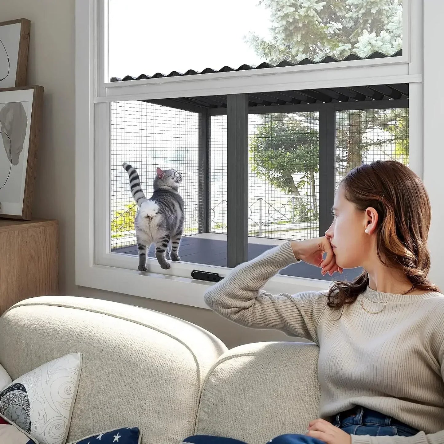 Wooden Pet House, Waterproof and Windproof, Universal for All Seasons, Multi-sized Windows, Wide View, Pet Cage