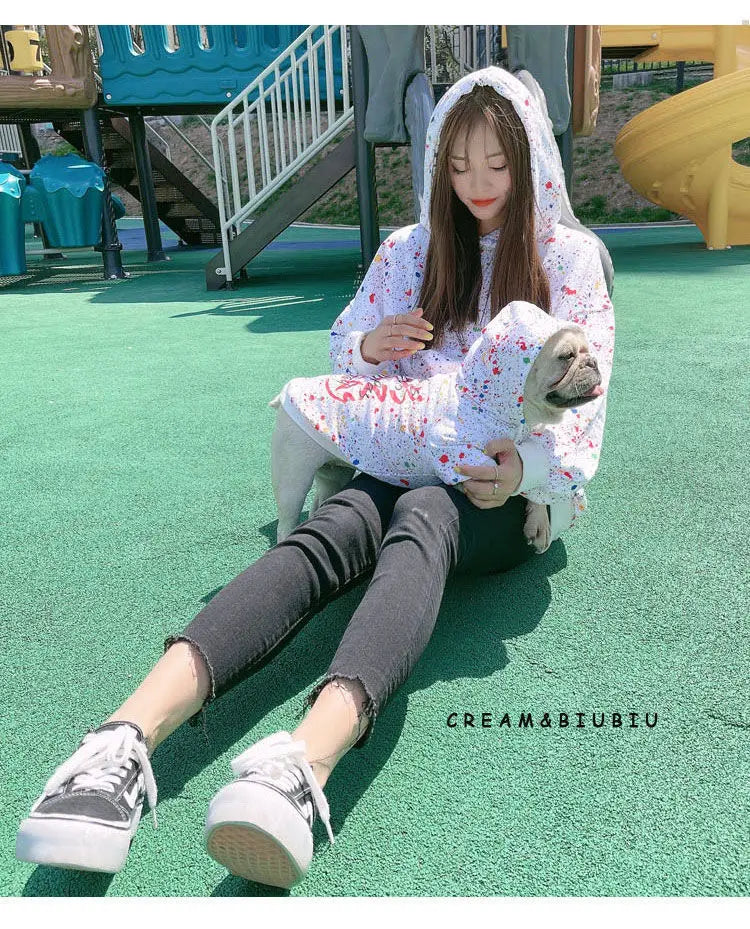 Dog Hoodie Dog Costume Pet Clothes Dog Clothes for Small Dogs Spring and Autumn Parent-child Wear Keep Warm Embroidery