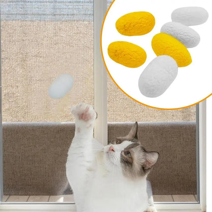 6pcs Pet Toys Balls Natural Silk Cocoon Toys For Cats Pet Cat Interactive Chasing Worm Cocoon Ball Toys Interactive Kitten Toys