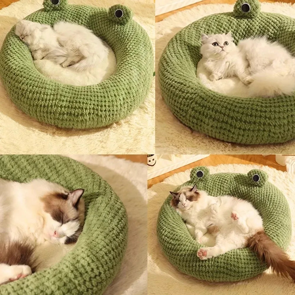 Beds Cats Warm Bed Fluffy Cushions for Winter Houses Plush Goods Pet Supplies House Kitten Basket Puppy Accessories Habitats Dog