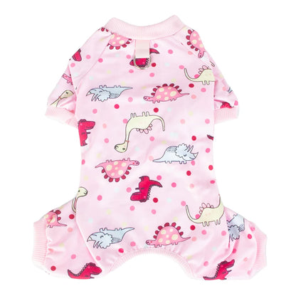 Dinosaurs Dog Pajamas for Small Dogs, Soft One Piece Jumpsuit Lightweight Halloween Puppy Onesie Pet Clothes Doggie Bodysuit