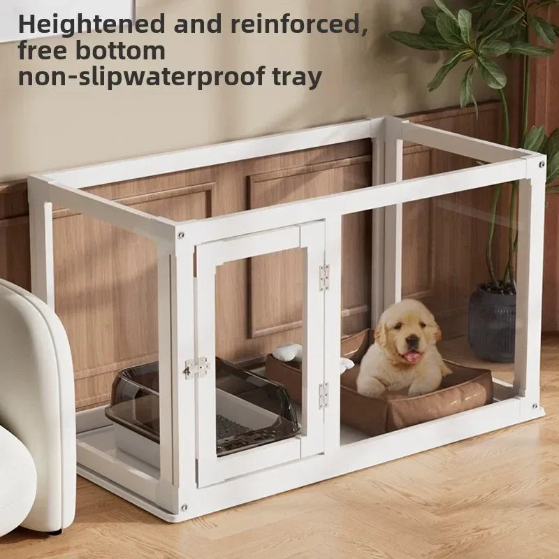 Household Small and Medium Dogs Teddy Pet Dog Fence Visual Cat Cage Dog Fence Indoor Panoramic Transparent Dog Cage
