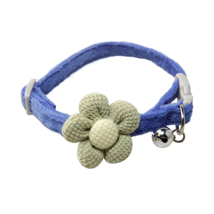 Pet Collar Cute Knitting Flower Bell Collar With Adjustable Collar Style Cartoon Cat Safety Small Dog Pet Supplies Buckle V6S4