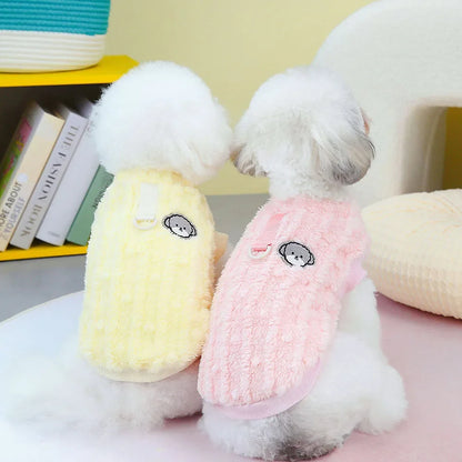 Winter Pet Clothes Warm Coral Fleece Dog Vest Pullover Jacket Puppy Dog Sweater with D Ring for Small Medium Dogs Cats Costume