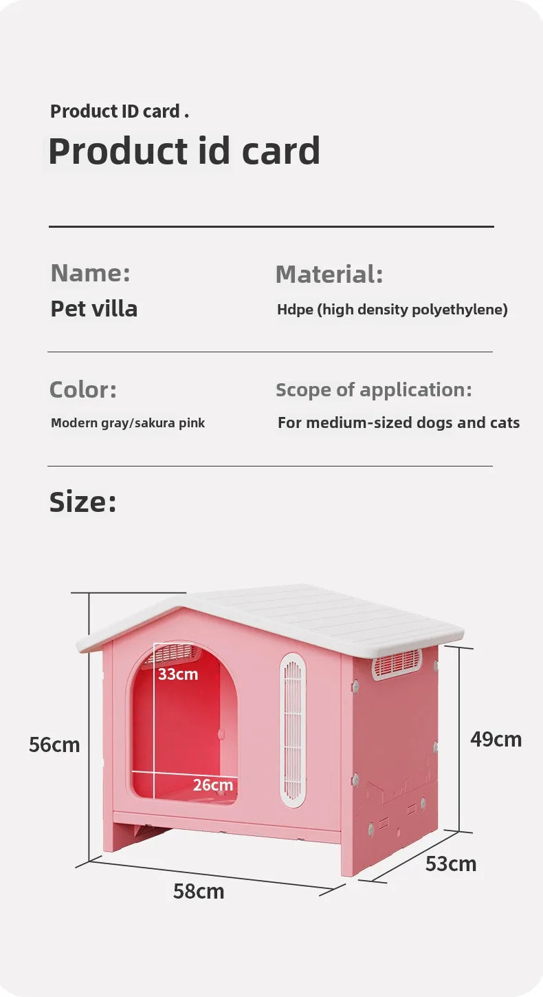 Dog Kennel Indoor and Outdoor Ventilation and Breathable Easy To Install Easy To Clean Thickened Not Deformed Luxury Pet Villa