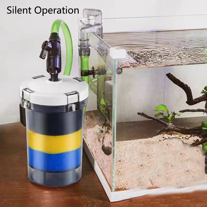External Aquarium Filter Quiet External Canister with Sponge Bucket No Pump Suitable for Sea/Fresh water Fish Tanks Filtration