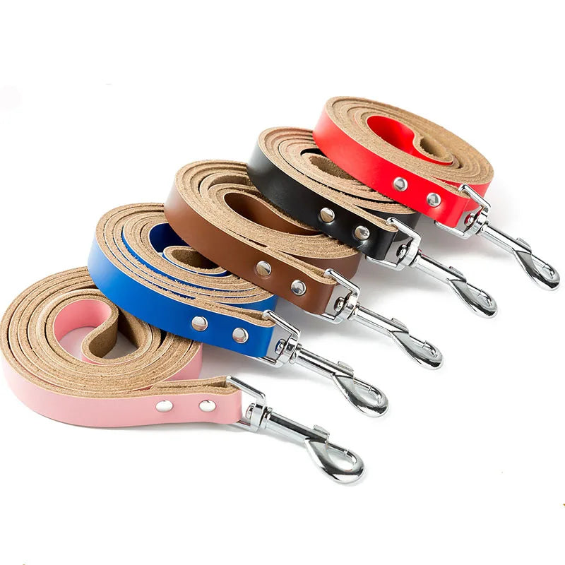 Adjustable Dog Collars Genuine Leather Pet Dog Collar Leash Lead For Small Medium Large Dogs Bulldog Pugs Beagle Dogs Supplies