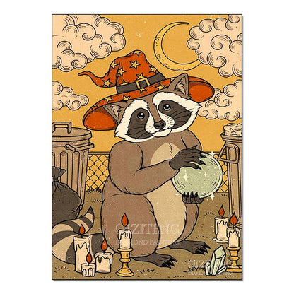 Tarot Cards Cat 5D Diamond Painting Cute Raccoon Full Diamond Cross Stitch Cartoon Animal Embroidery Mosaic Art Home Decoration