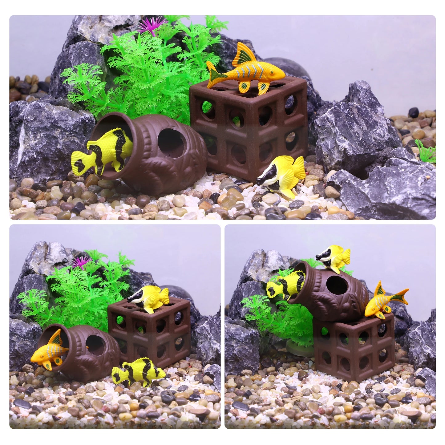 UXCELL Aquarium Hideaway Rock Cave Decoration Parts Resin Fish Shrimps Shelter Pottery House Canister Fish Tank Accessories
